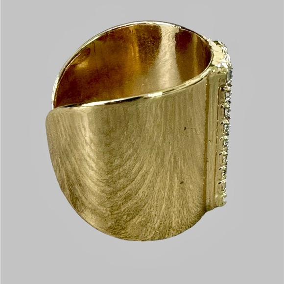 Sorrelli Elegant Crystal Rhinestone Rows Cuff Ring with Gold Tone Finish - Picture 2 of 5